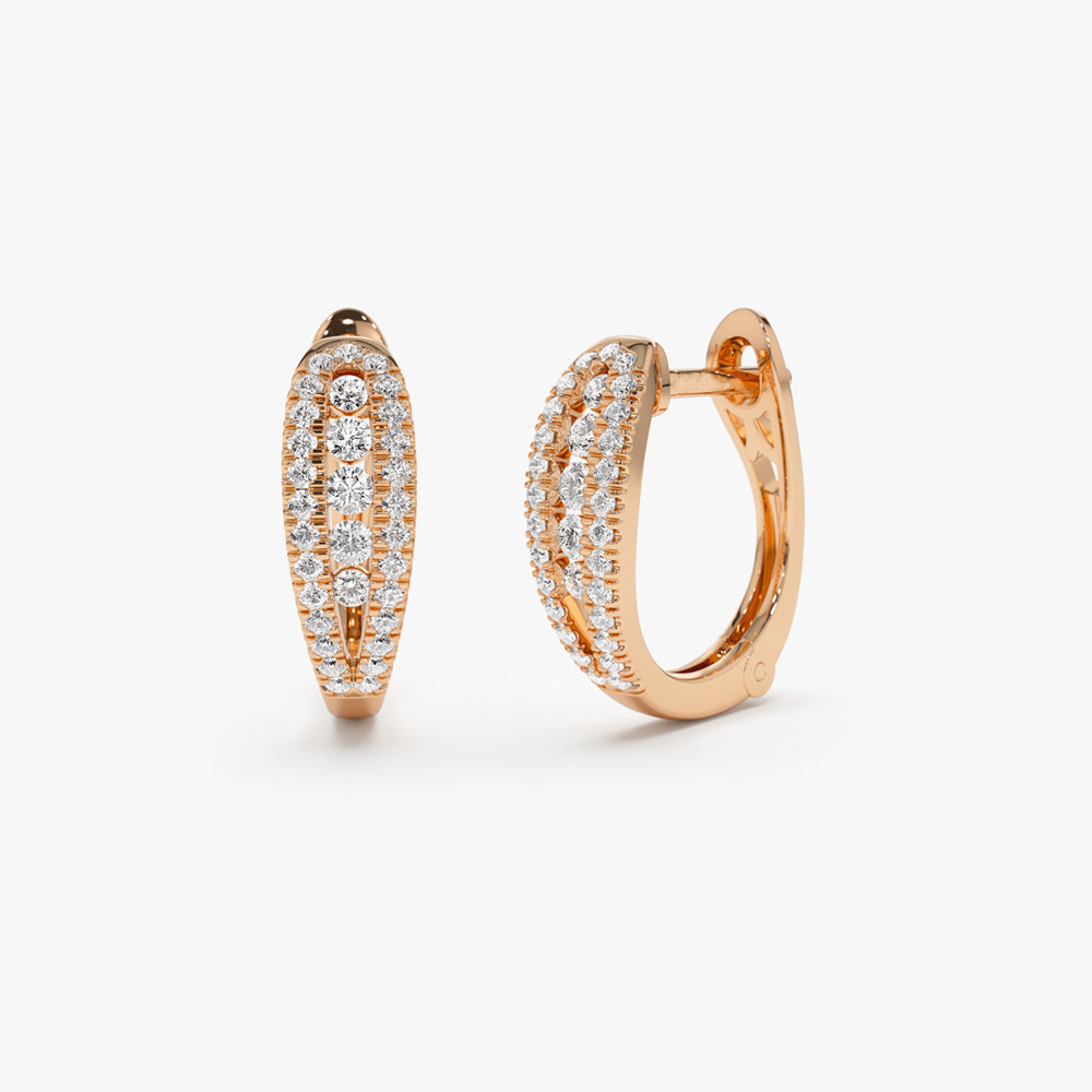 14k Cute Diamond Huggie Earrings - Geum Jewels