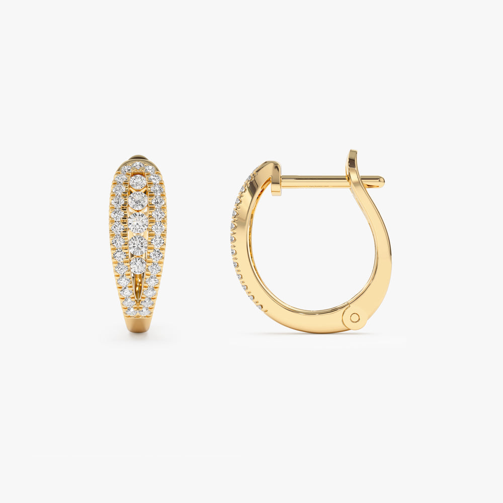 14k Cute Diamond Huggie Earrings - Geum Jewels