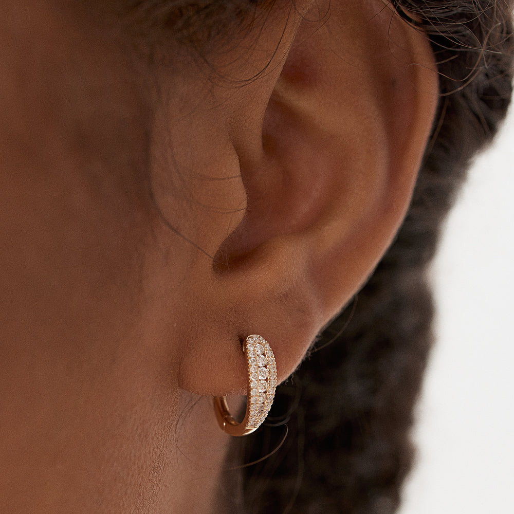 14k Cute Diamond Huggie Earrings - Geum Jewels