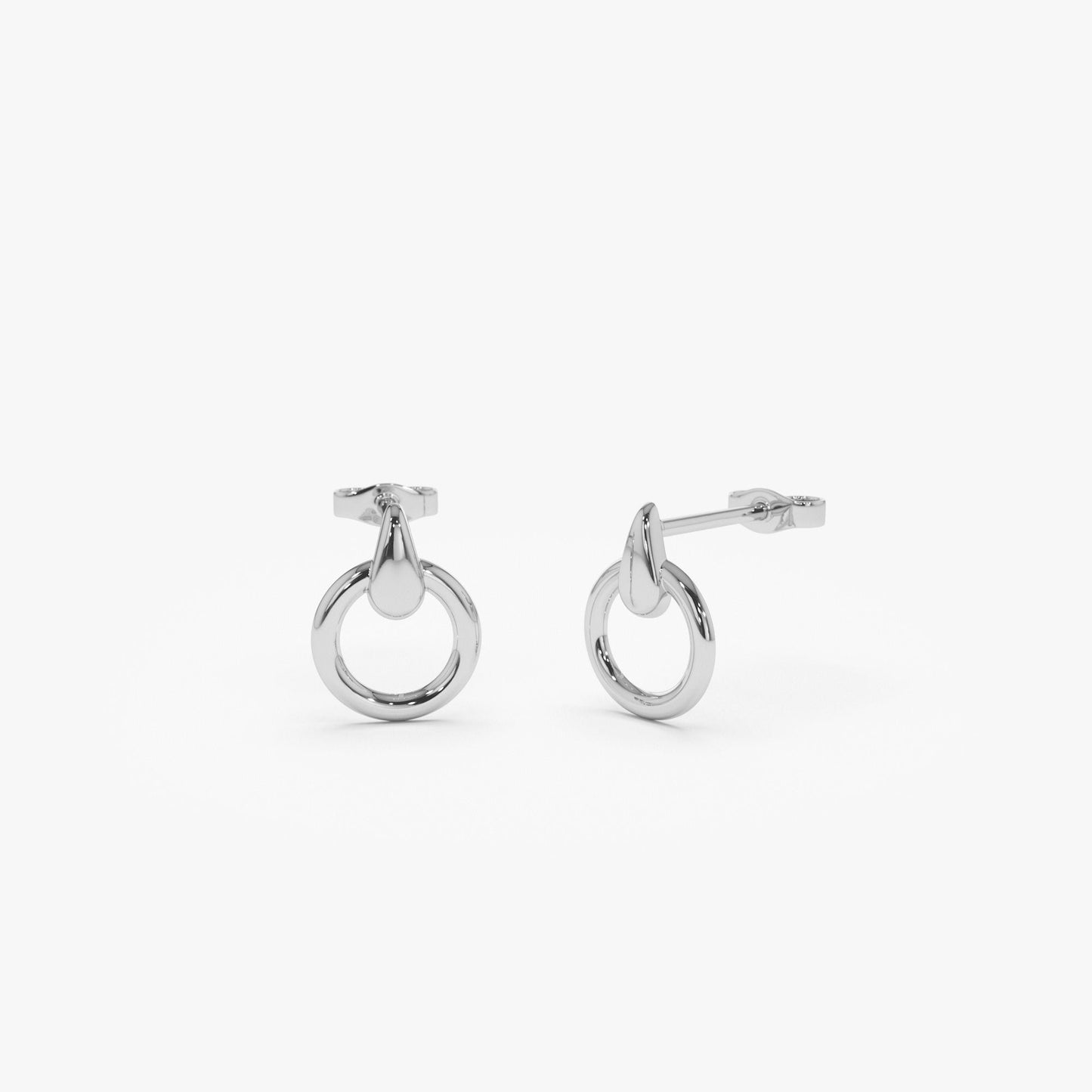 14k Dainty Circle Drop Earrings - Geum Jewels