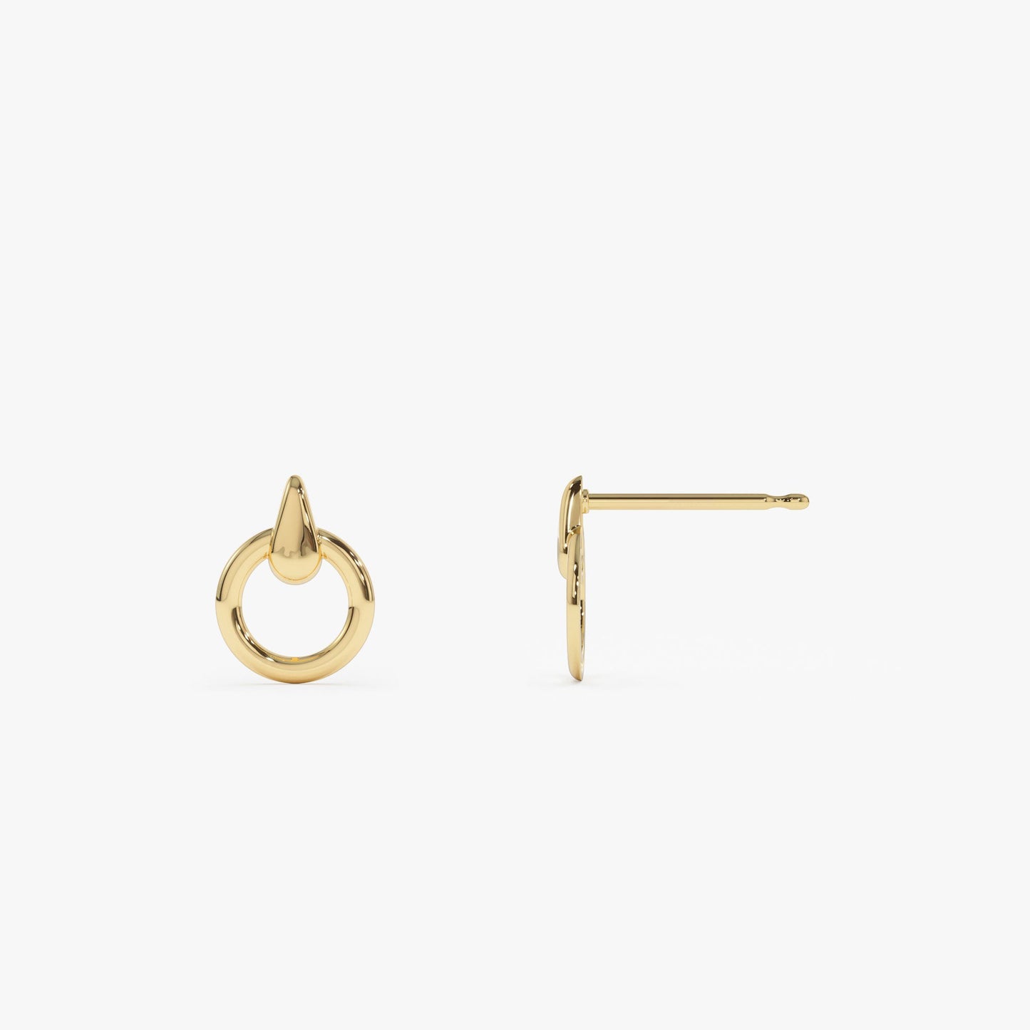 14k Dainty Circle Drop Earrings - Geum Jewels