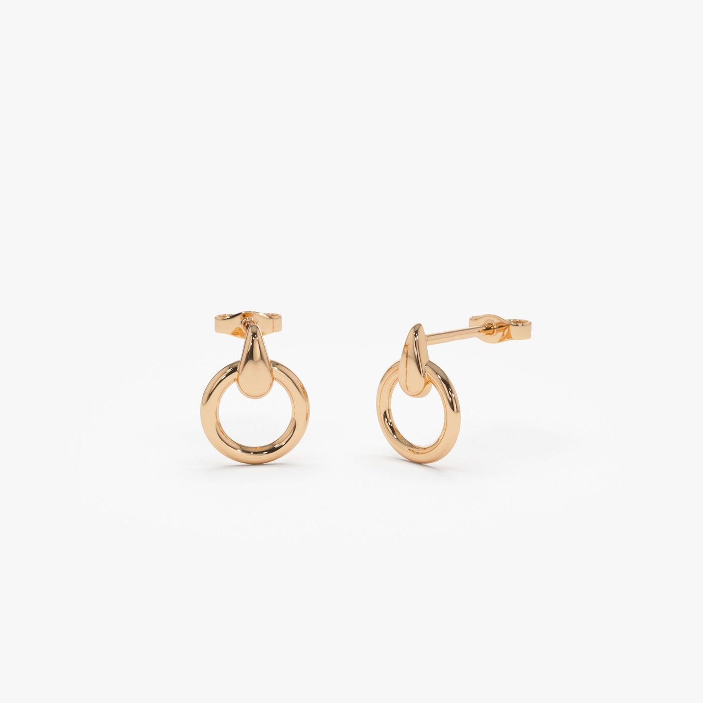 14k Dainty Circle Drop Earrings - Geum Jewels