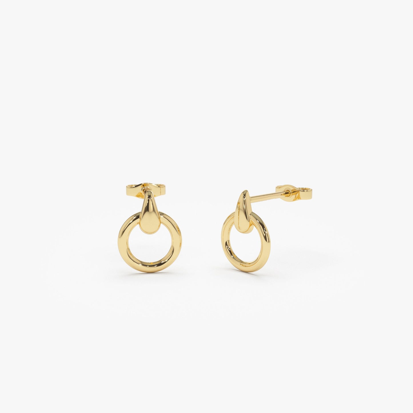 14k Dainty Circle Drop Earrings - Geum Jewels