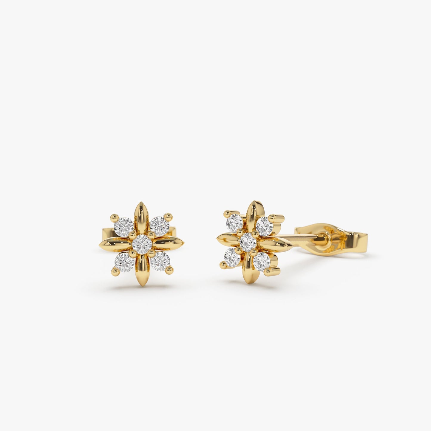 14k Dainty Crisscross Cluster Diamond Studs - Geum Jewels