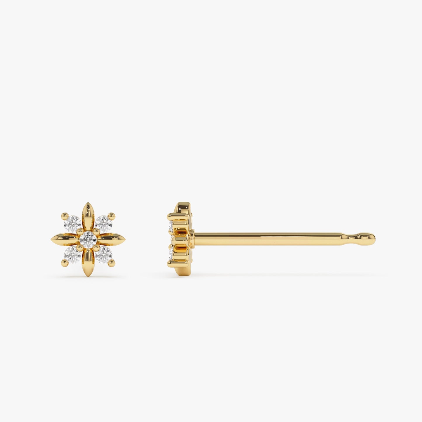 14k Dainty Crisscross Cluster Diamond Studs - Geum Jewels