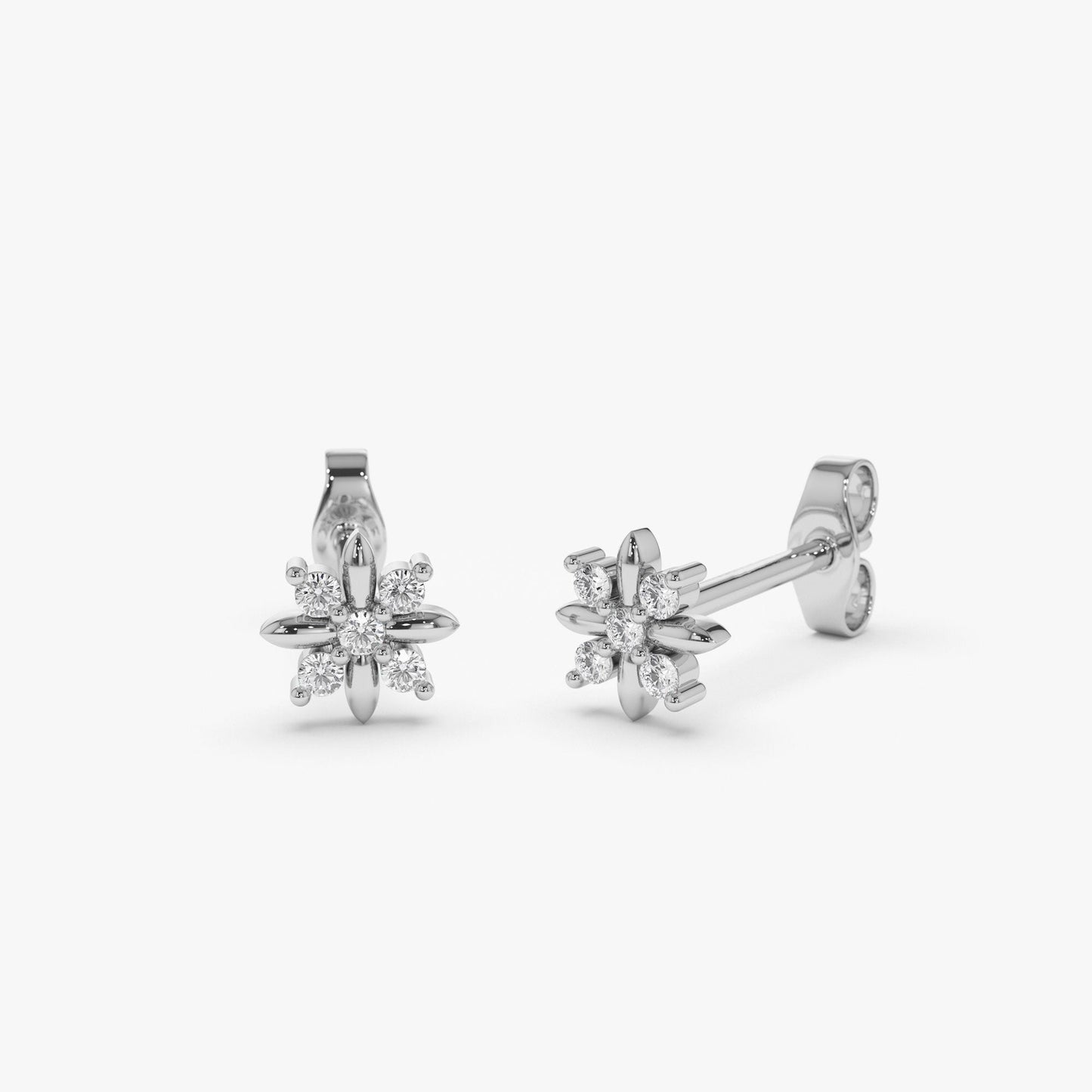 14k Dainty Crisscross Cluster Diamond Studs - Geum Jewels