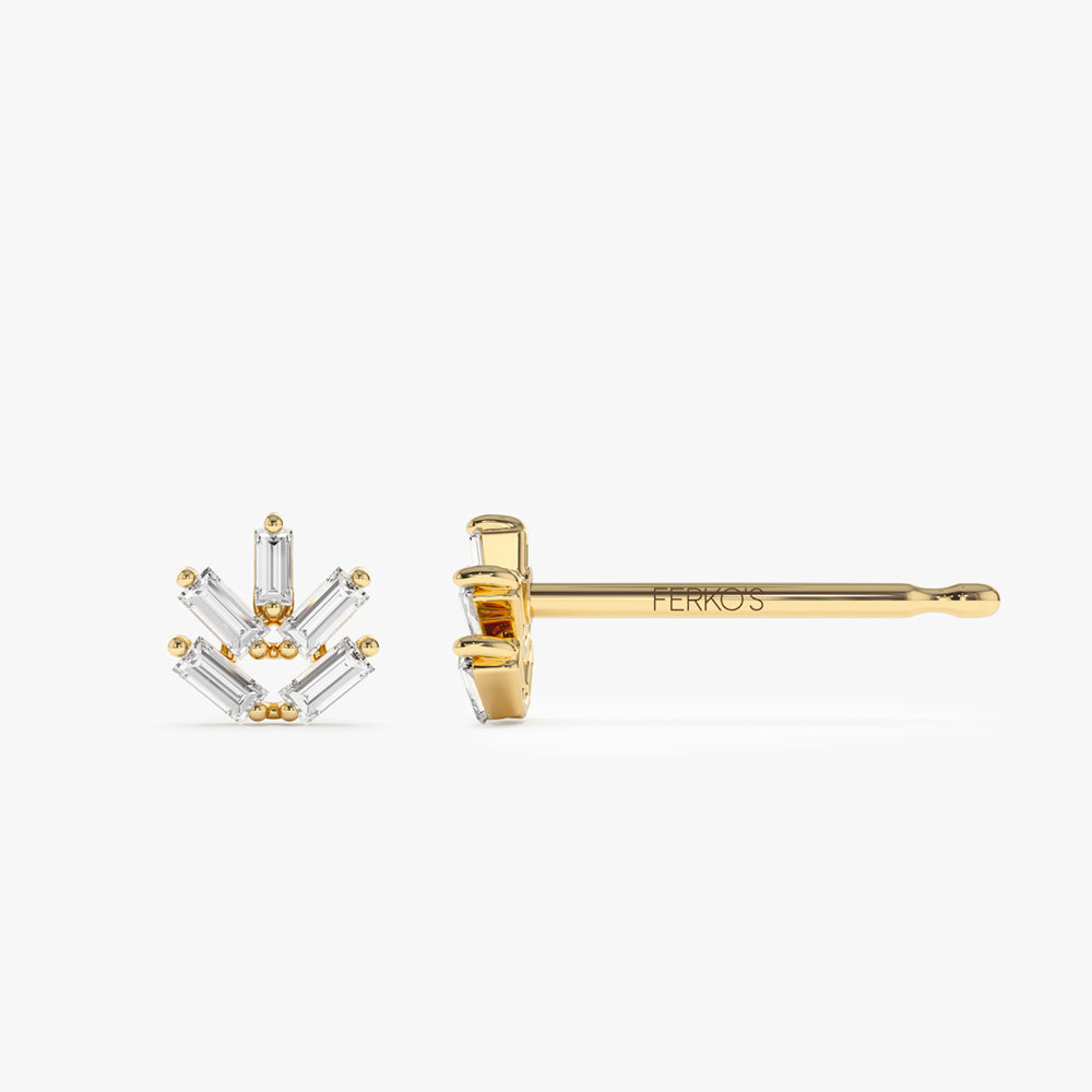 14k Dainty Minimal Baguette Diamond Studs