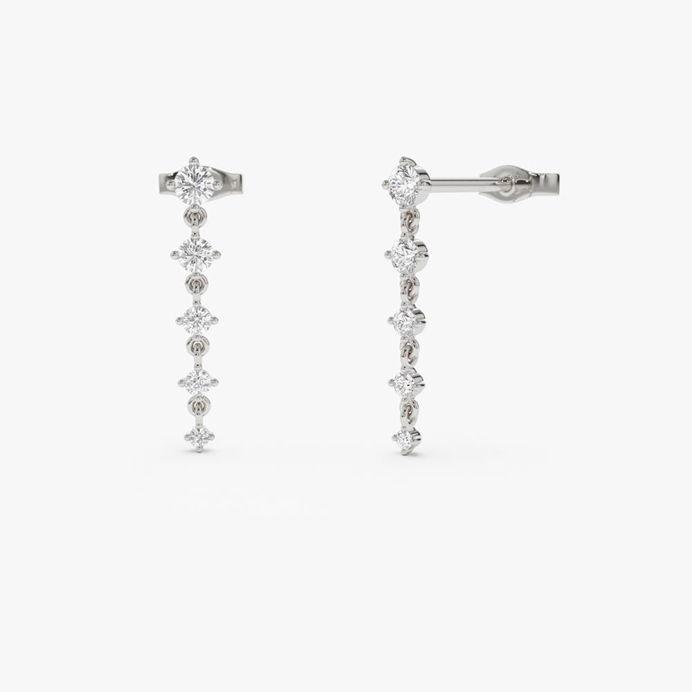 14k Dangling 4 Prong Diamond Drop Earrings - Geum Jewels