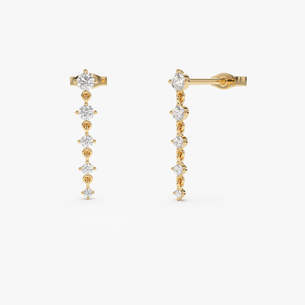 14k Dangling 4 Prong Diamond Drop Earrings - Geum Jewels