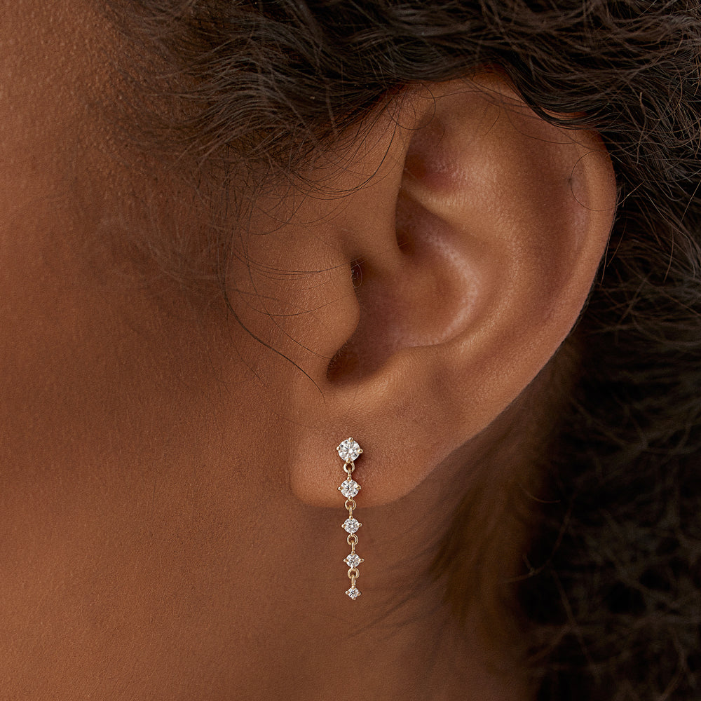 14k Dangling 4 Prong Diamond Drop Earrings - Geum Jewels