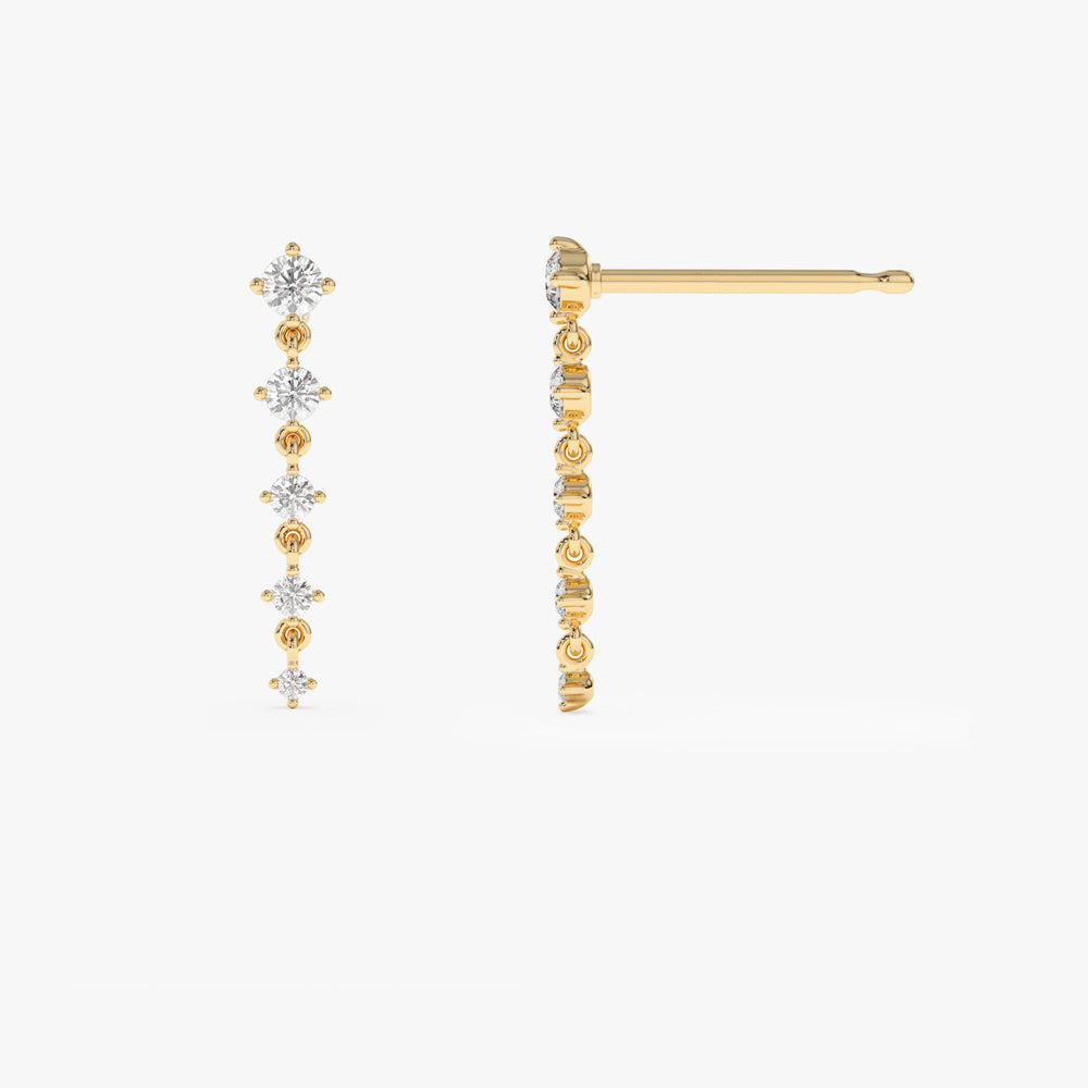 14k Dangling 4 Prong Diamond Drop Earrings - Geum Jewels