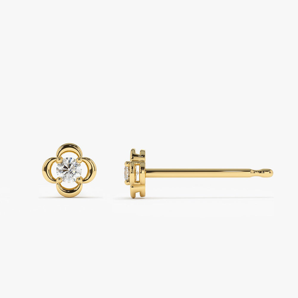 14k Diamond Clover Earrings - Geum Jewels
