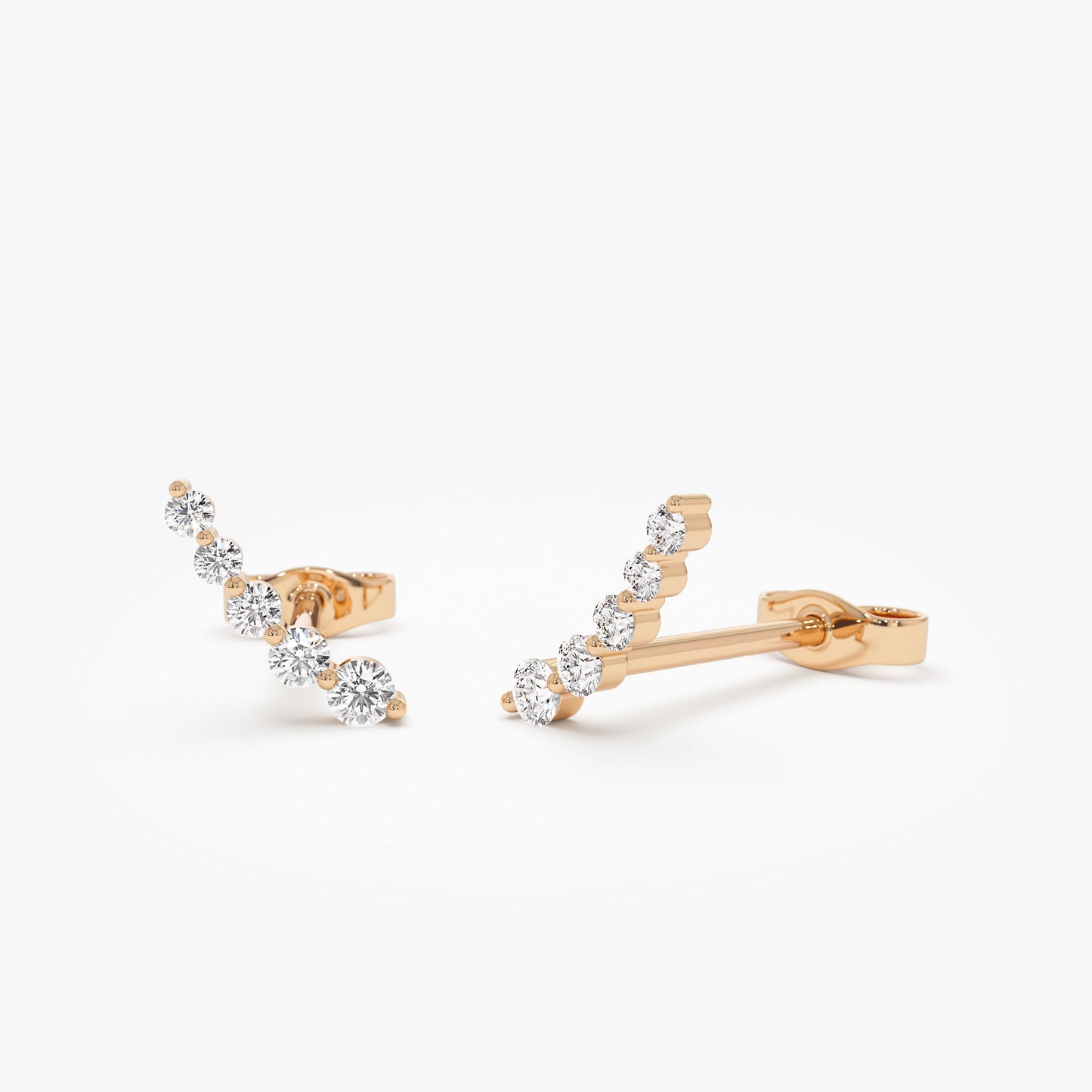 14k Diamond Crawler Studs - Geum Jewels