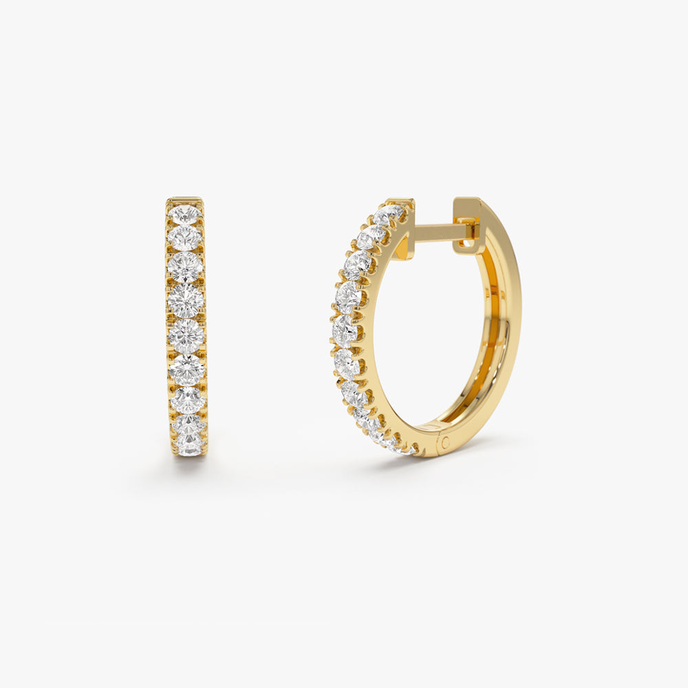 14k Diamond Huggies Earrings 16MM - Geum Jewels