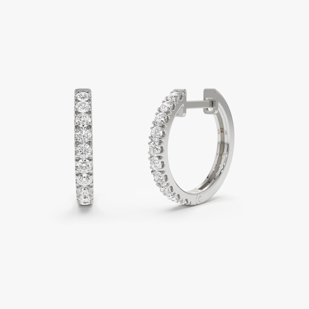 14k Diamond Huggies Earrings 16MM - Geum Jewels