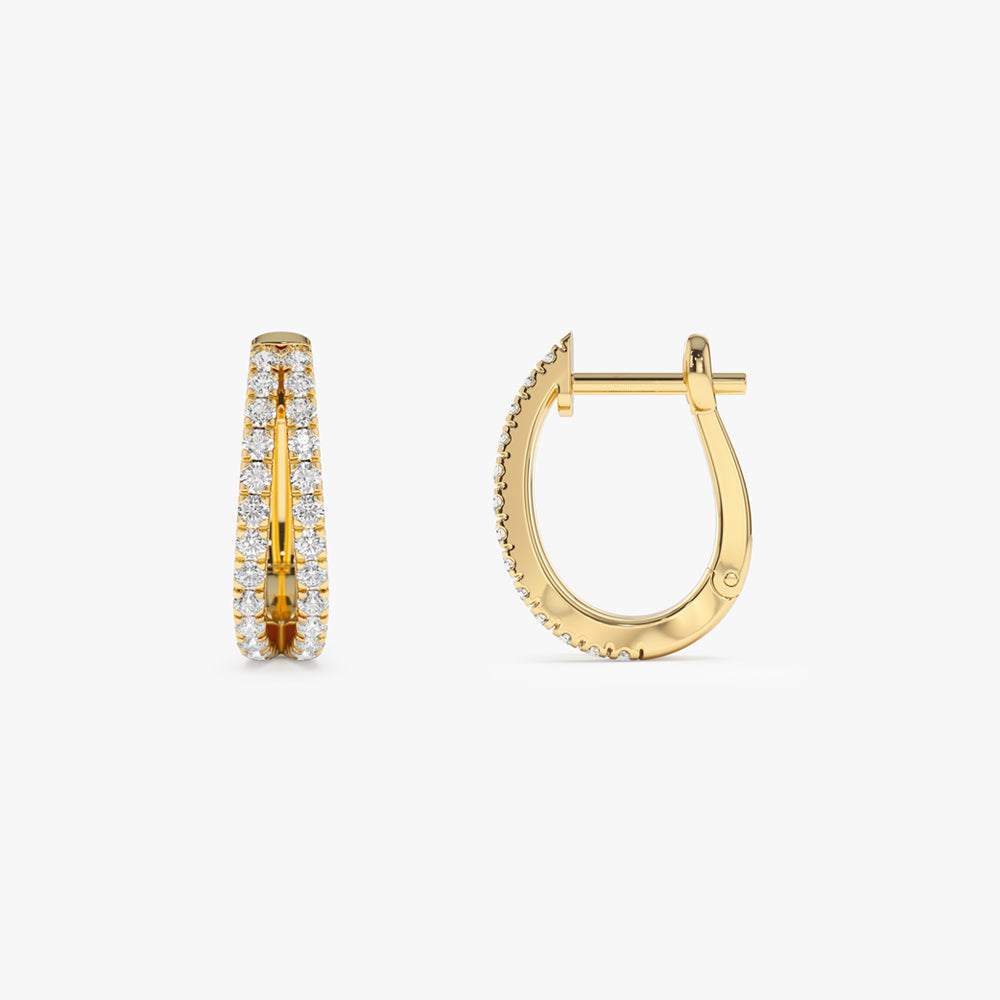 14k Double Hoop Diamond Earrings - Geum Jewels