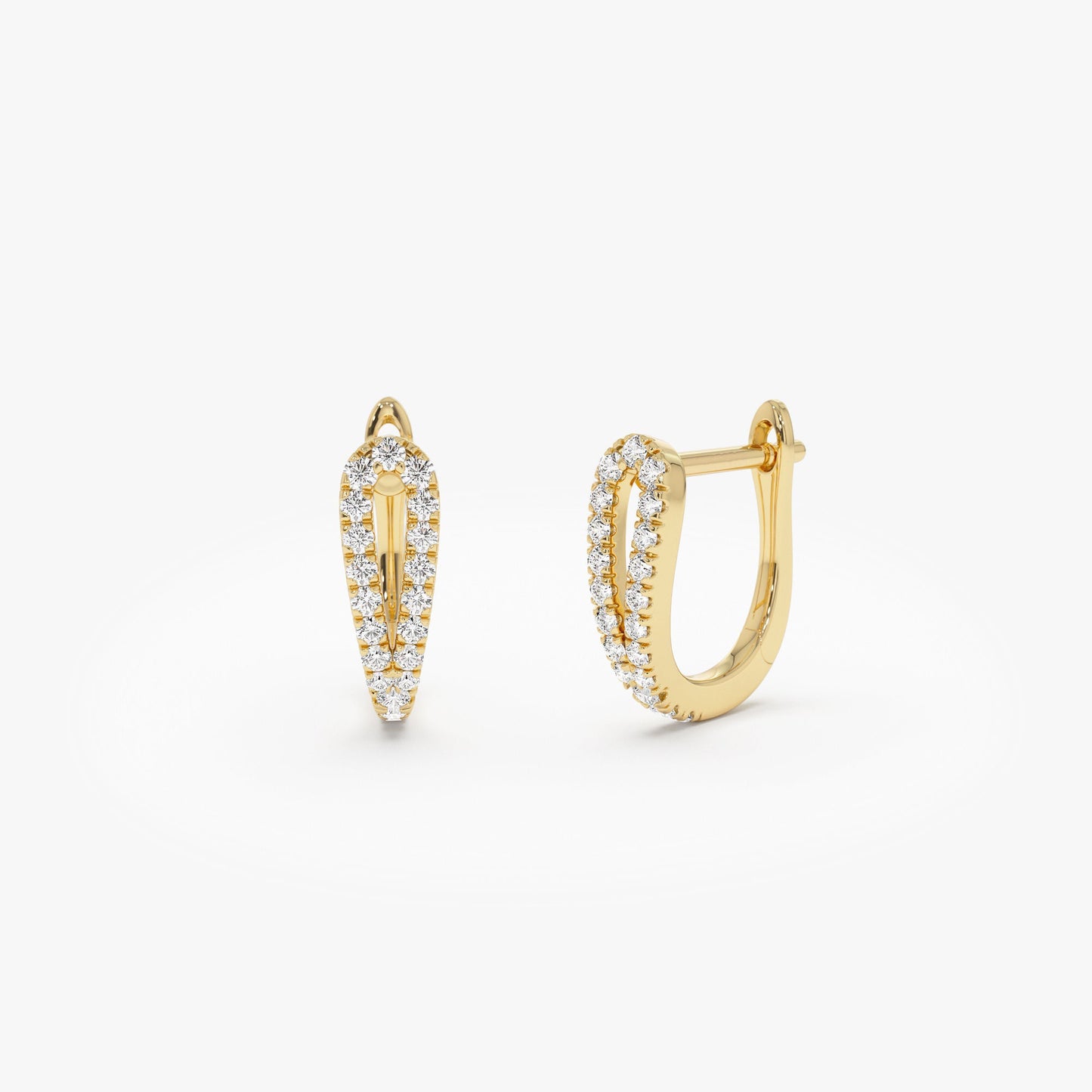 14k Double Mini Diamond Hoop Earrings - Geum Jewels