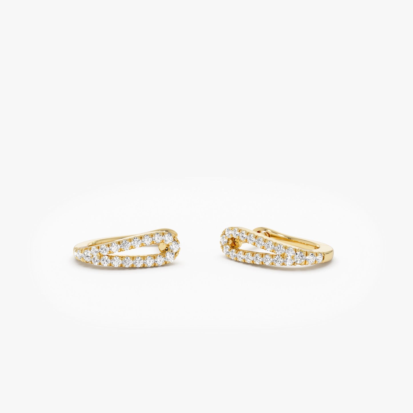 14k Double Mini Diamond Hoop Earrings - Geum Jewels