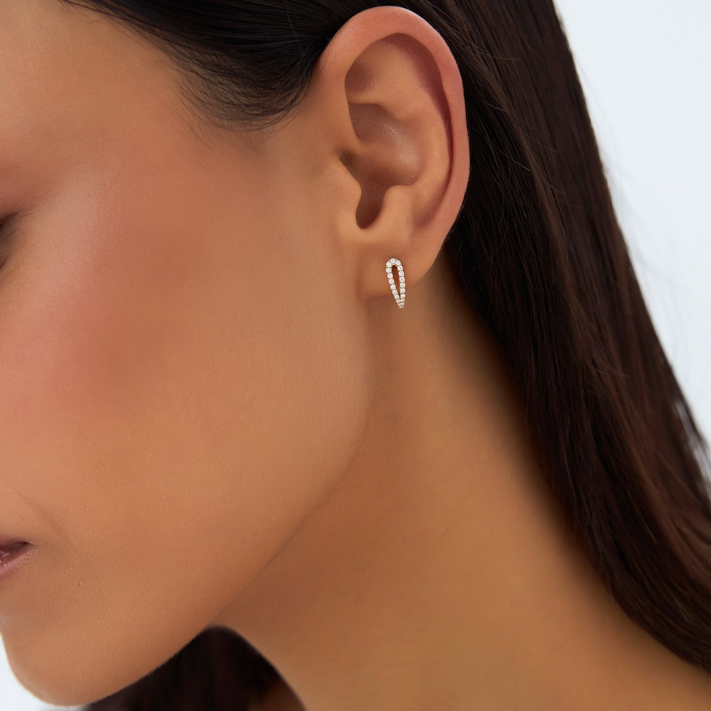 14k Double Mini Diamond Hoop Earrings - Geum Jewels