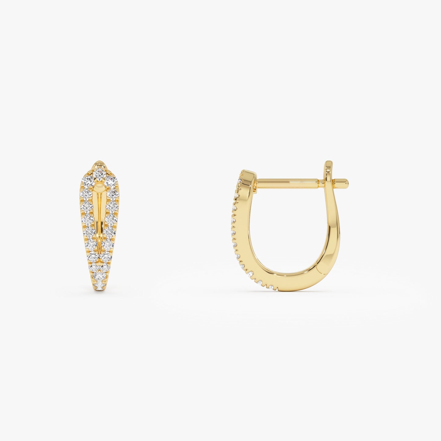 14k Double Mini Diamond Hoop Earrings - Geum Jewels