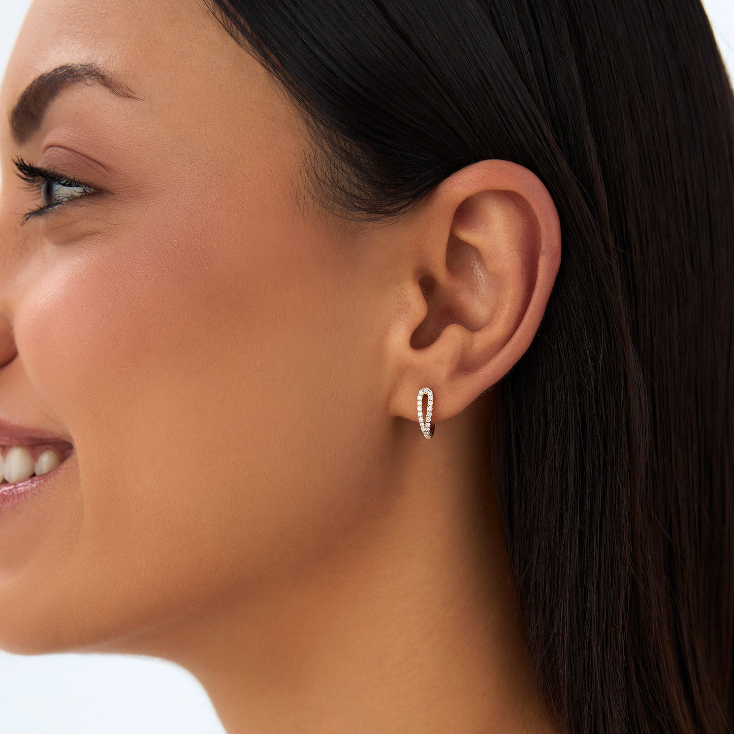 14k Double Mini Diamond Hoop Earrings - Geum Jewels