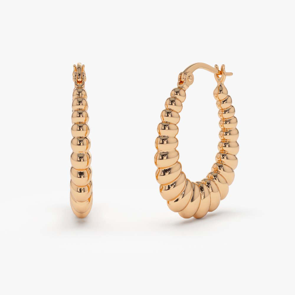 14k Gold Bold Twisted Women's Earrings - Geum Jewels