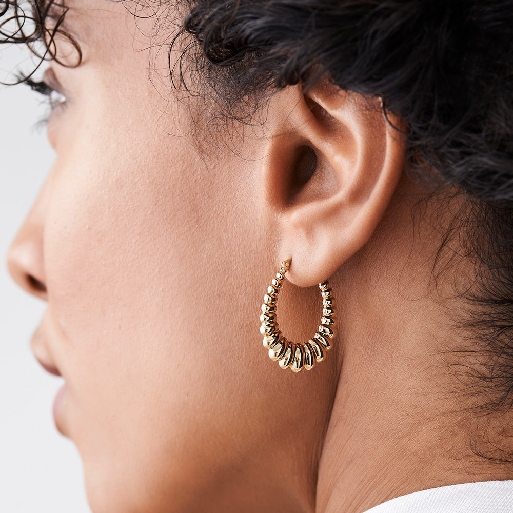 14k Gold Bold Twisted Women's Earrings - Geum Jewels