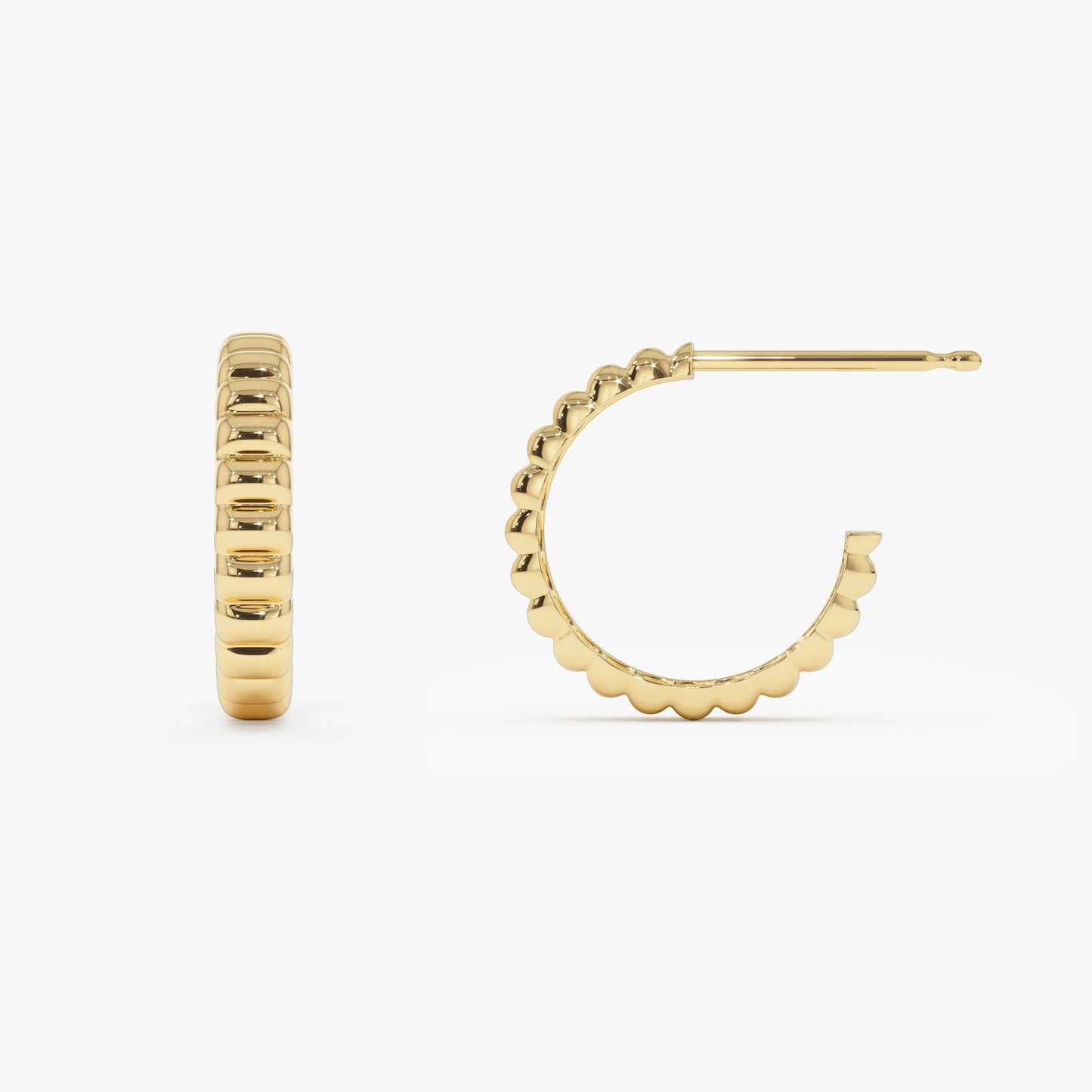 14k Gold Bubble C Hoop Earrings - Geum Jewels