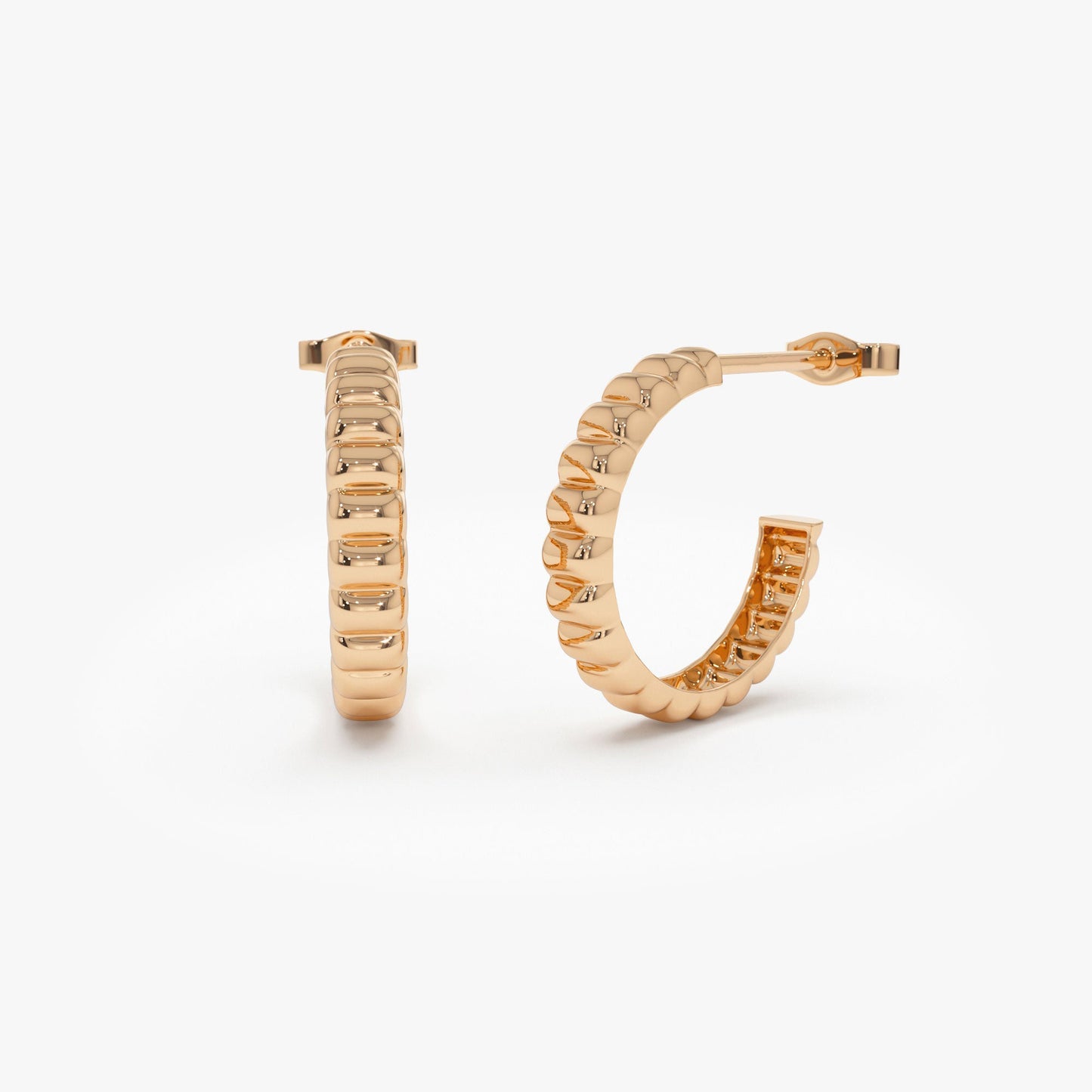 14k Gold Bubble C Hoop Earrings - Geum Jewels