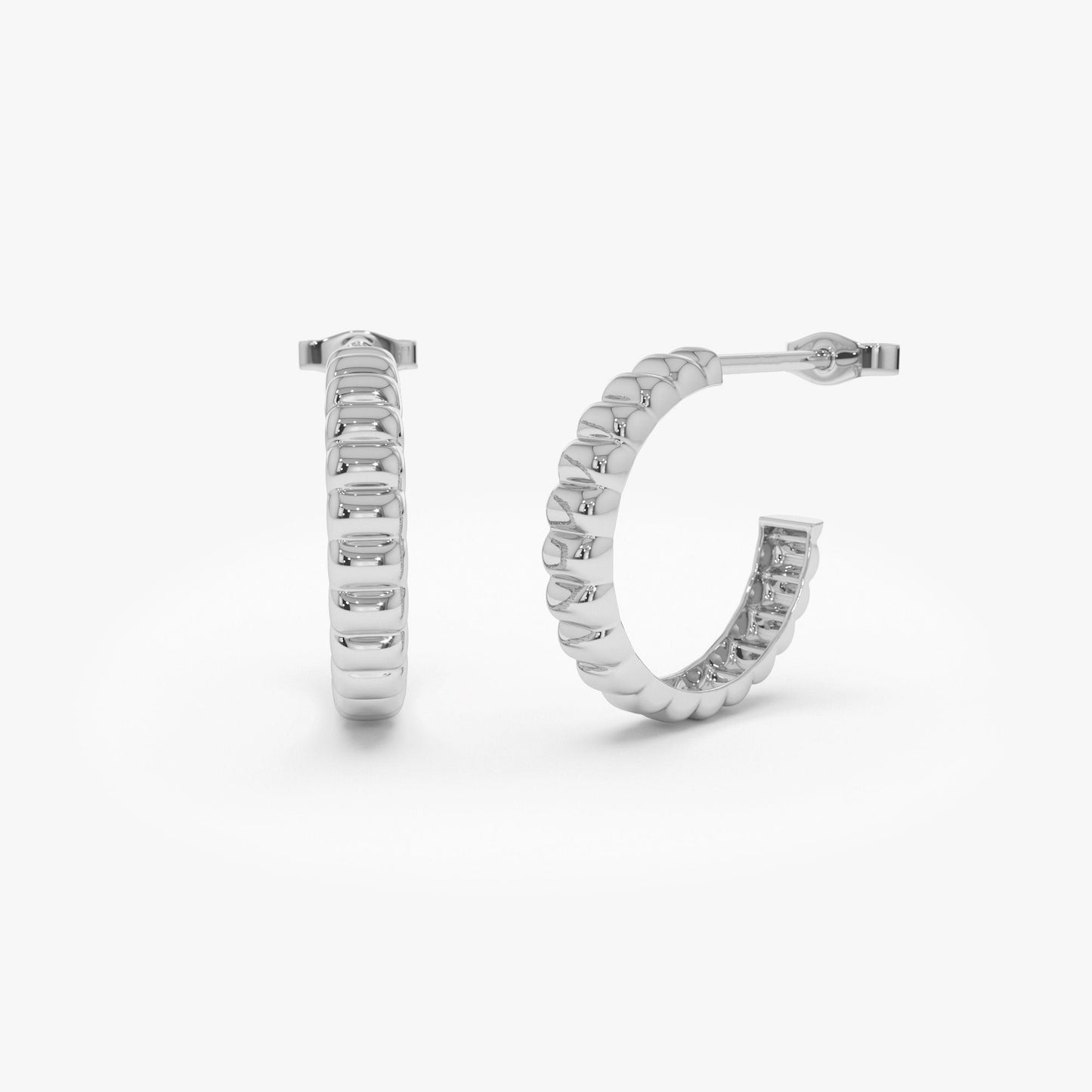 14k Gold Bubble C Hoop Earrings - Geum Jewels