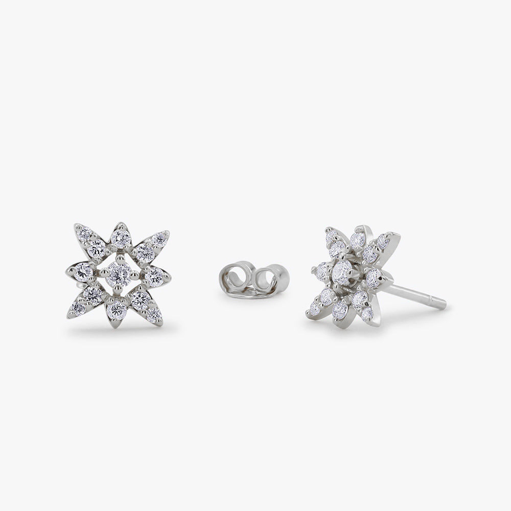 14K Gold Compass Star Diamond Earrings - Geum Jewels