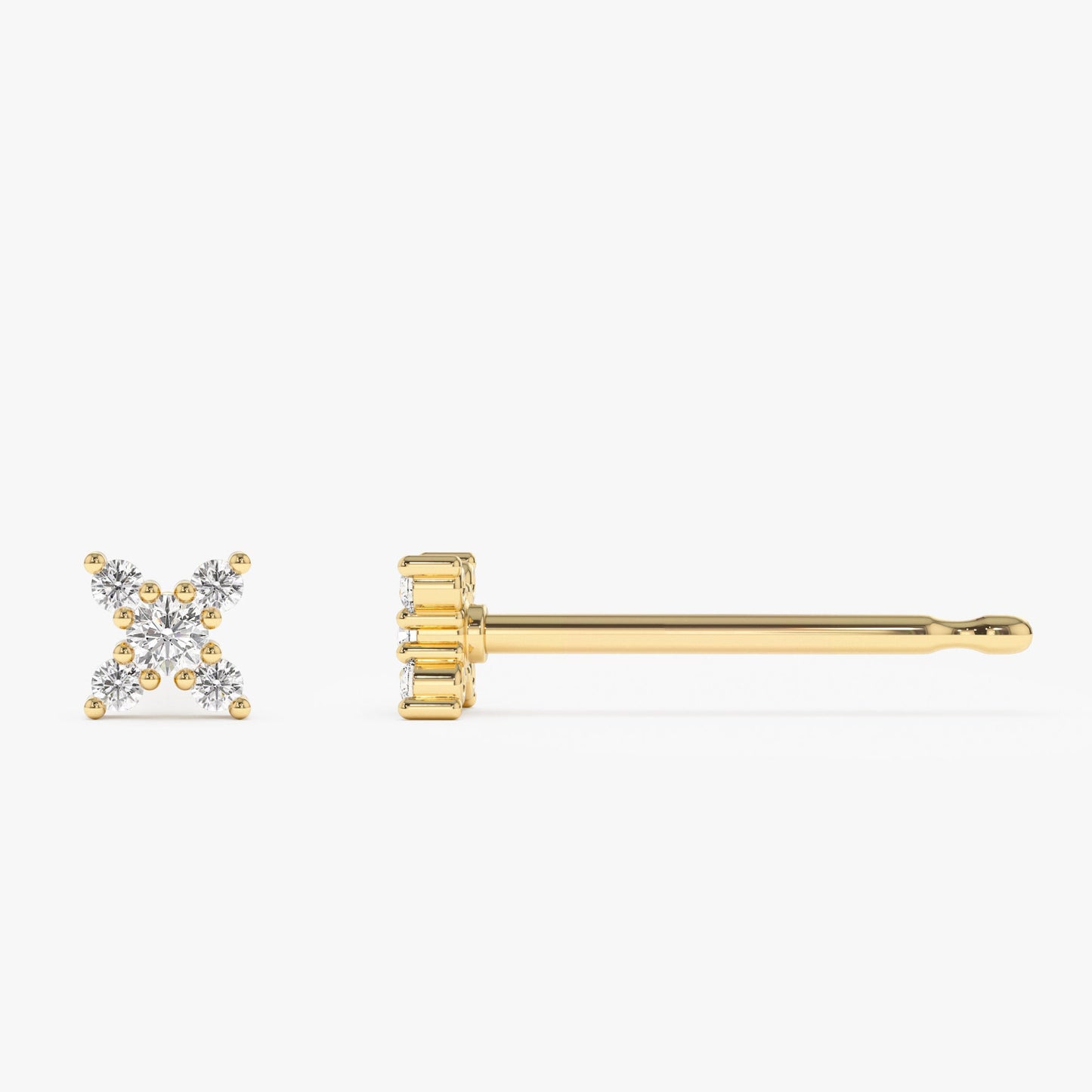 14K Gold Criss Cross X Diamond Earring Studs - Geum Jewels
