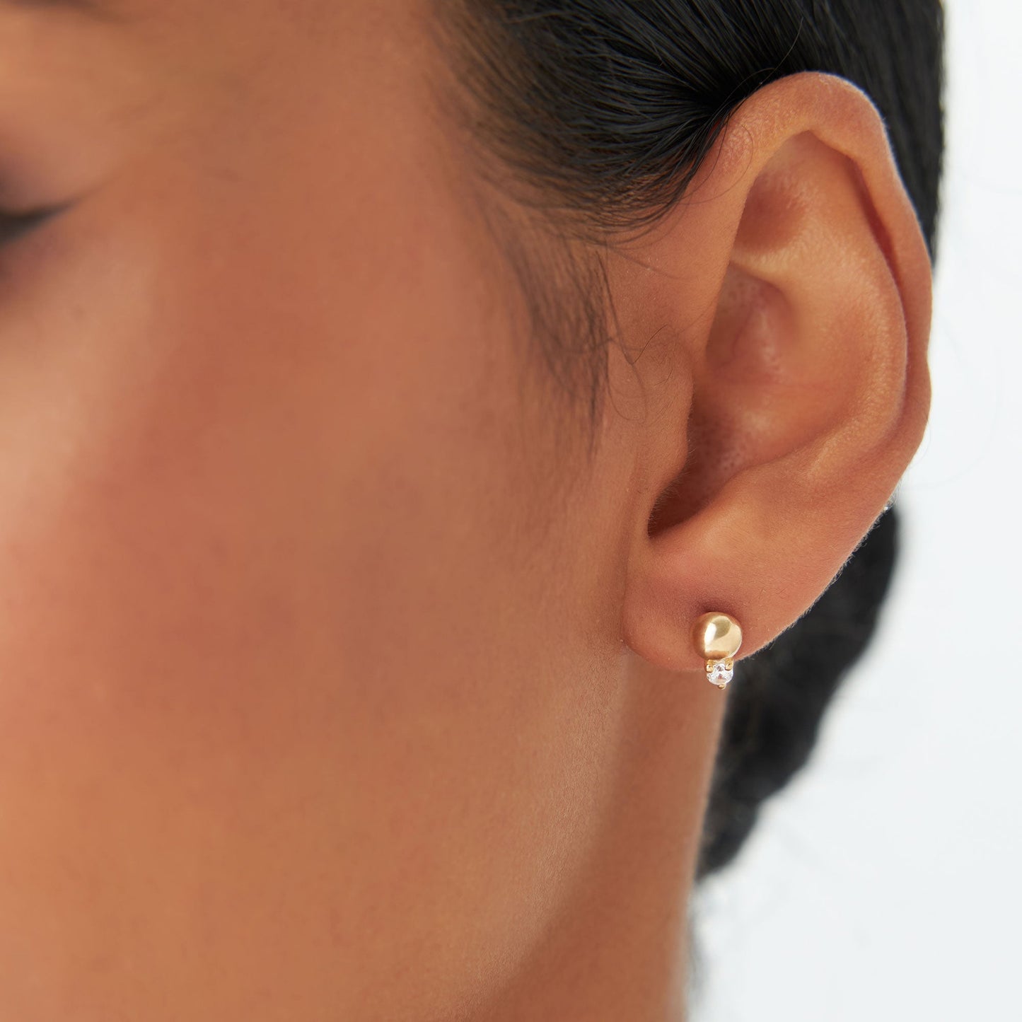 14K Gold Diamond Ball Studs - Geum Jewels