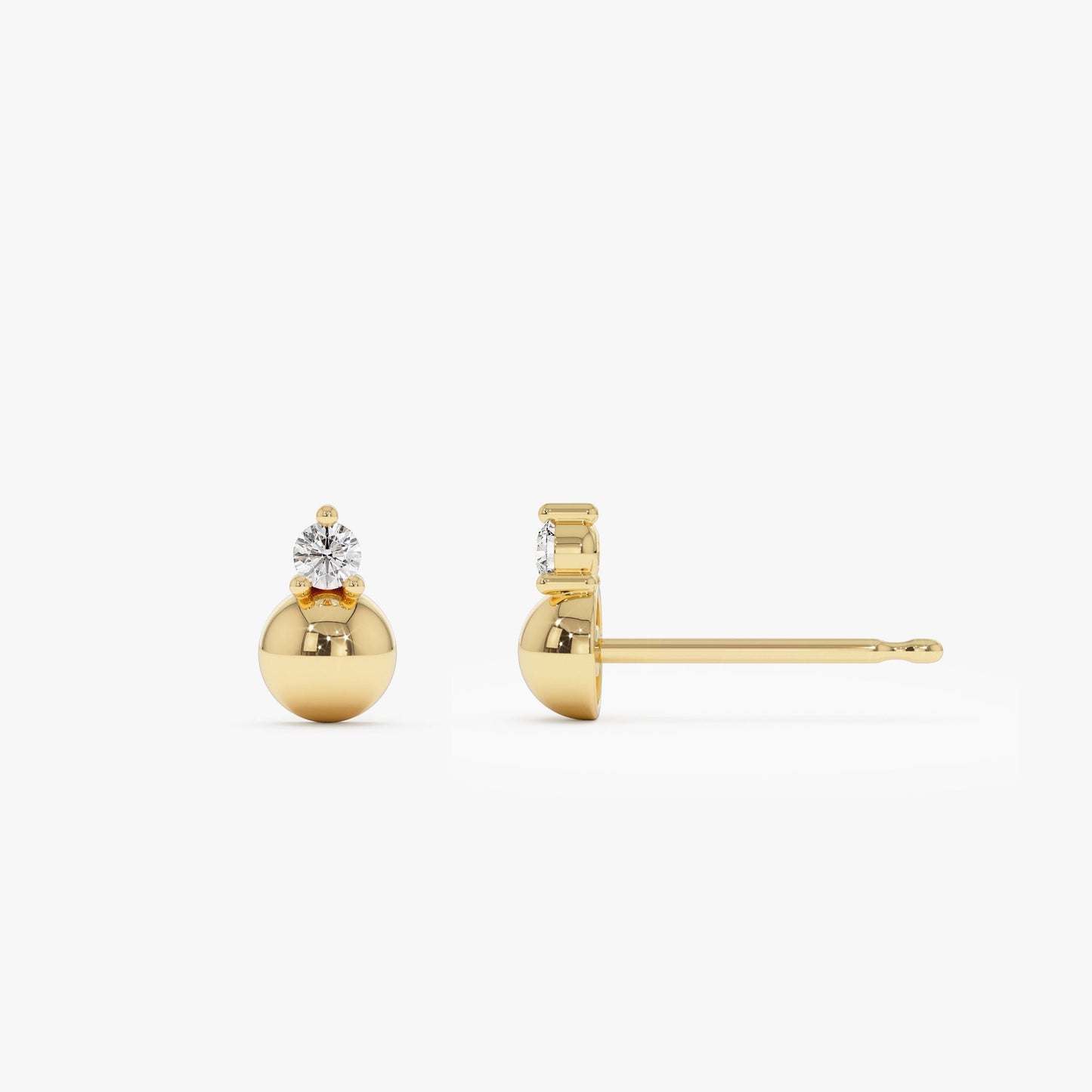 14K Gold Diamond Ball Studs - Geum Jewels