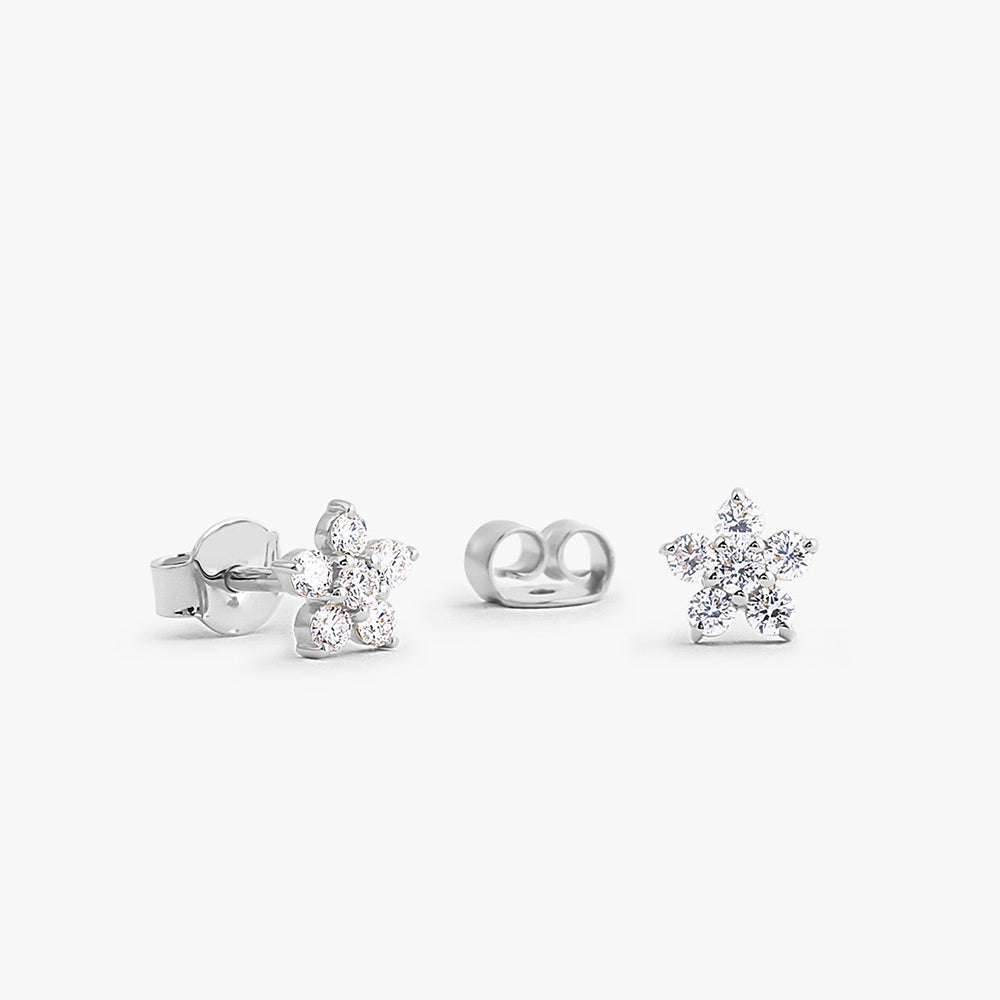 14K Gold Diamond Flower Earrings - Geum Jewels