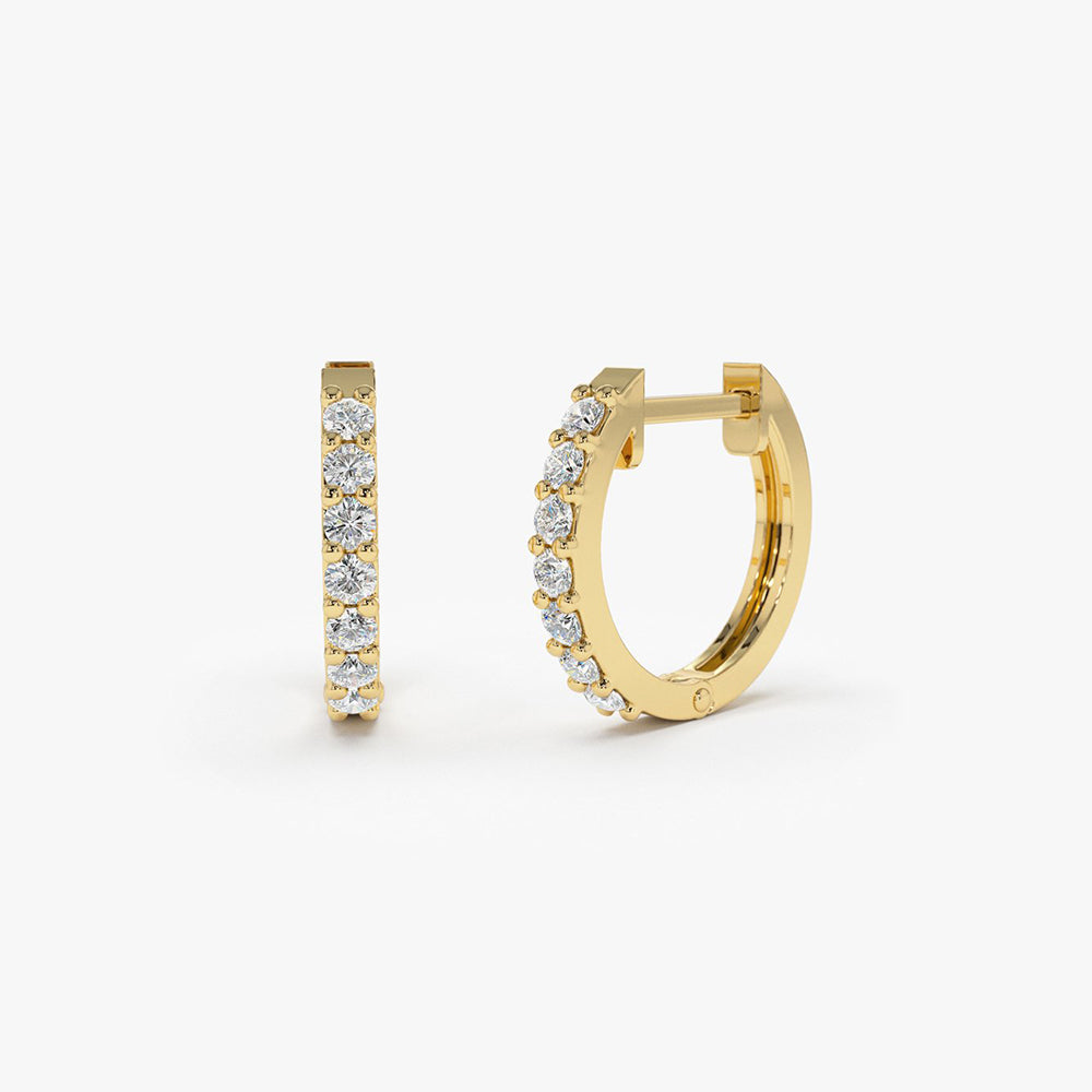 14K Gold Diamond Hoop Earrings - Geum Jewels