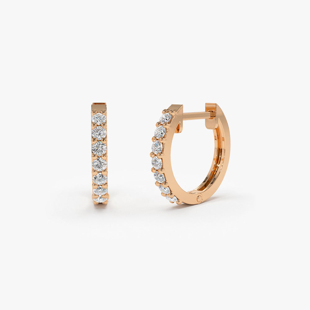 14K Gold Diamond Hoop Earrings - Geum Jewels
