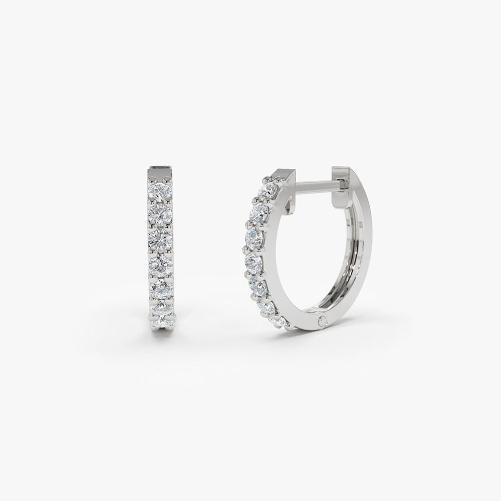 14K Gold Diamond Hoop Earrings - Geum Jewels
