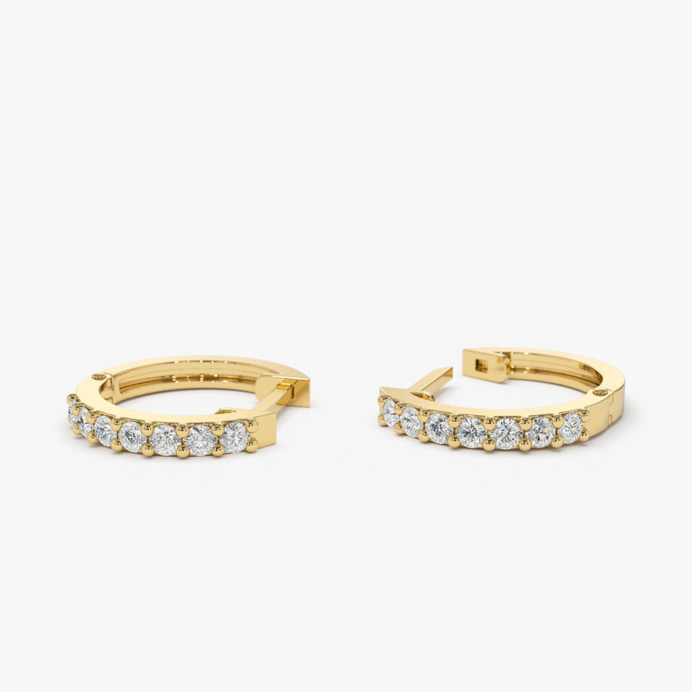 14K Gold Diamond Hoop Earrings - Geum Jewels