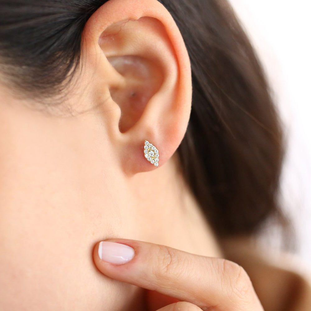 14K Gold Evil Eye Diamond Studs - Geum Jewels