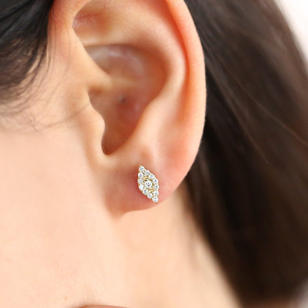 14K Gold Evil Eye Diamond Studs - Geum Jewels