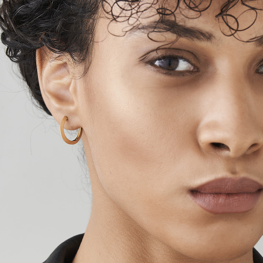 14k Gold Flat Hoop Earrings - Geum Jewels