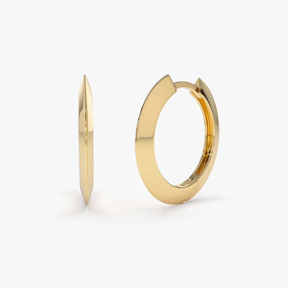 14k Gold Flat Hoop Earrings - Geum Jewels