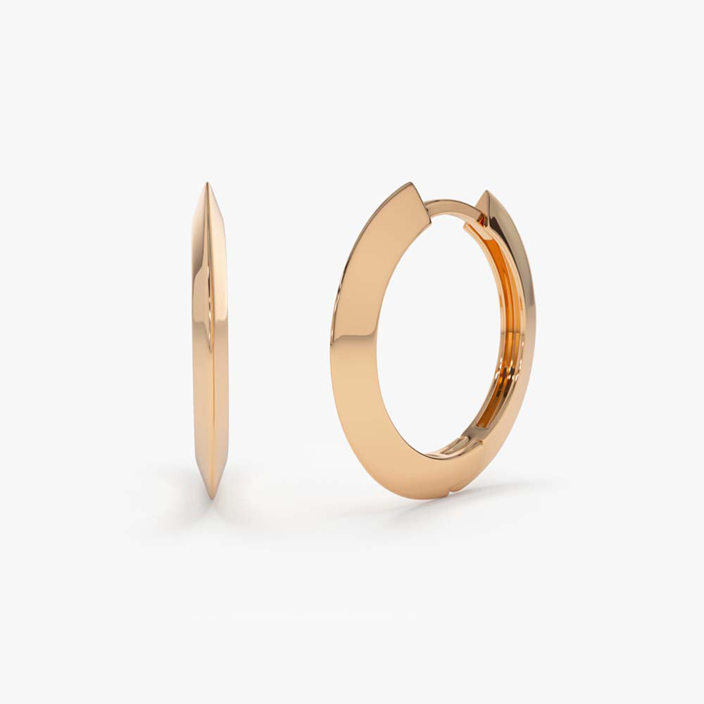 14k Gold Flat Hoop Earrings - Geum Jewels