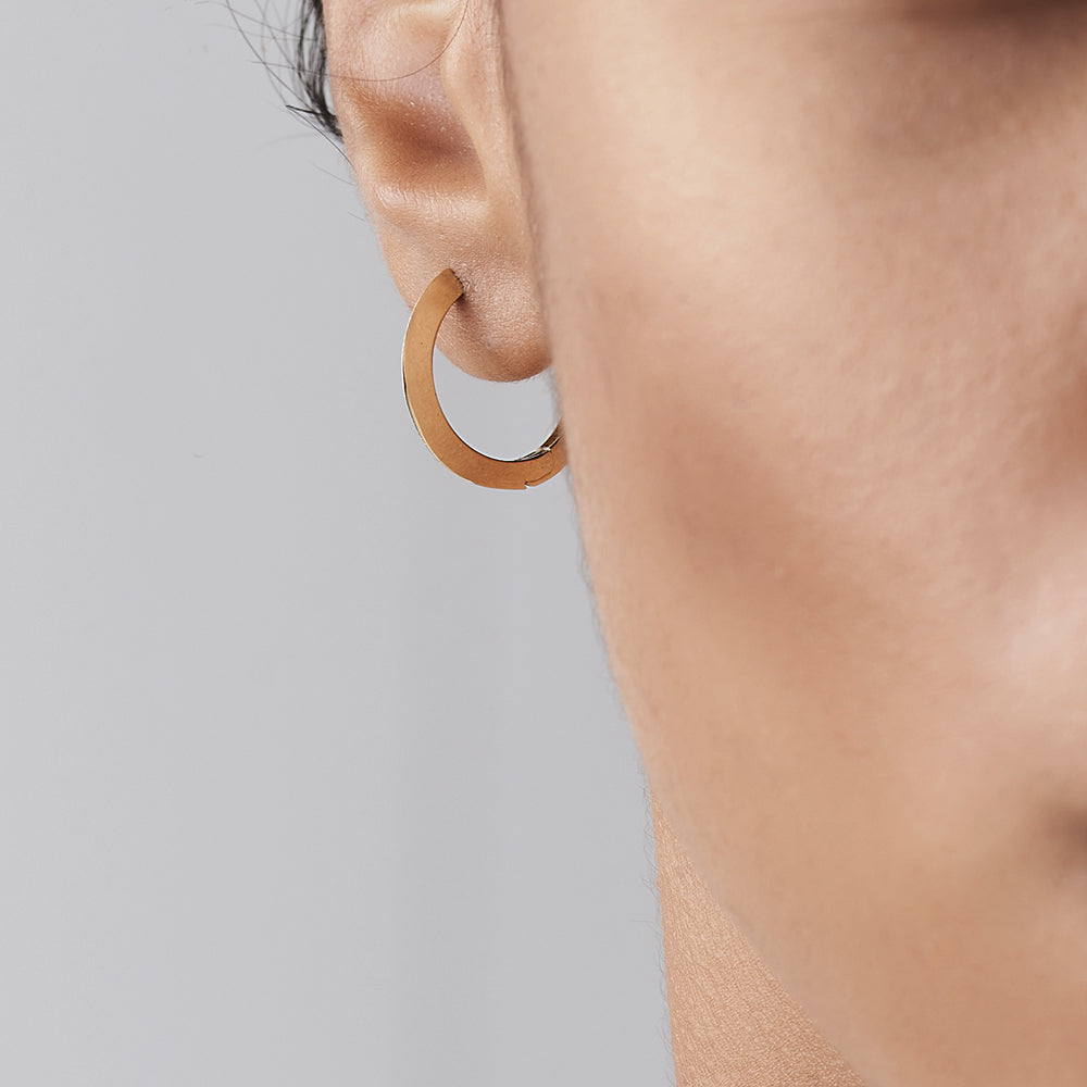 14k Gold Flat Hoop Earrings - Geum Jewels