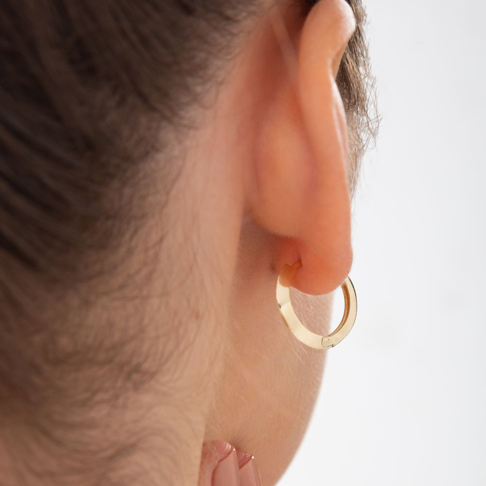 14k Gold Flat Hoop Earrings - Geum Jewels