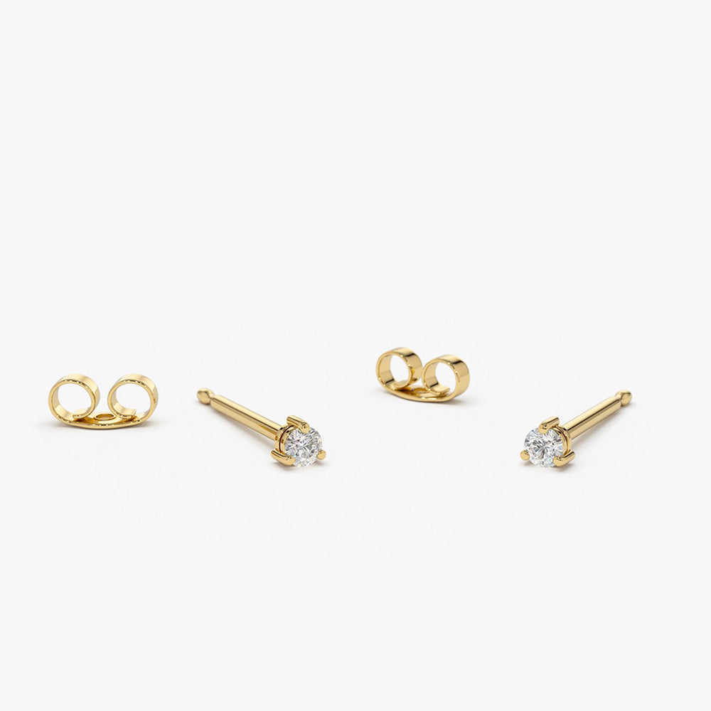 14K Gold Mini Diamond Studs - Geum Jewels