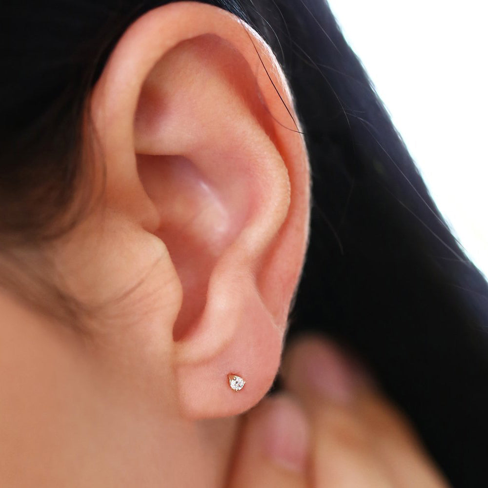 14K Gold Mini Diamond Studs - Geum Jewels