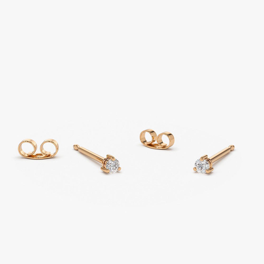 14K Gold Mini Diamond Studs - Geum Jewels