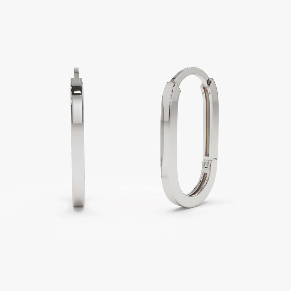 14k Gold Paperclip Hoop Earrings - Geum Jewels